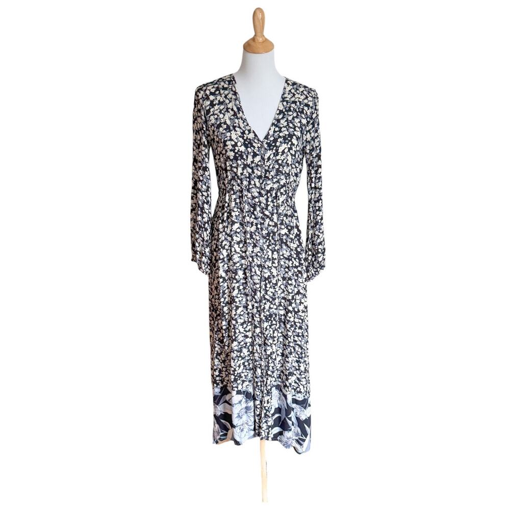 Billabong Floral Maxi Dress Ditsy Cottage Feminine Boho Euro Vacation Large